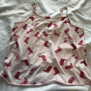 Como Sleep Cowboy Boot Print Cami Pajama Tank Top Size M #cowgirl #western
